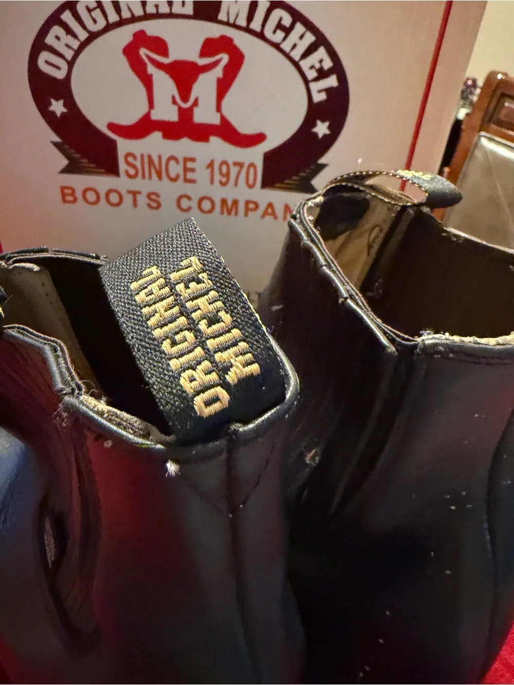 Michel Black Leather Charro Boots for Men